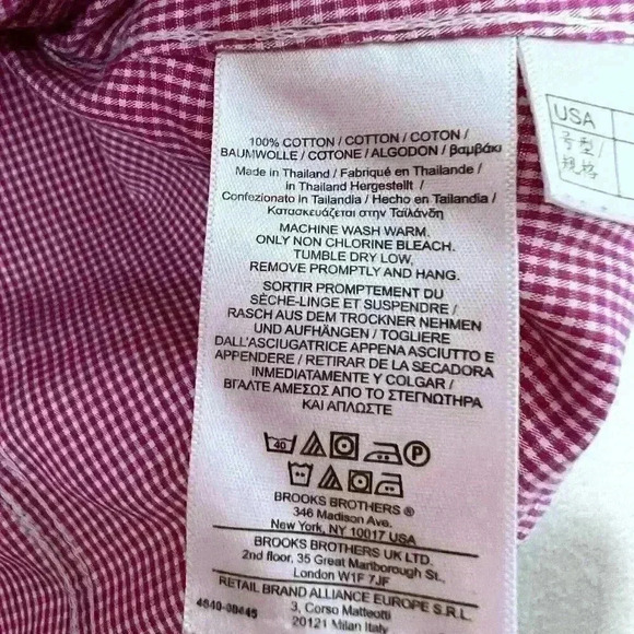 Brooks Brothers Womens Non Iron Button Shirt Red White Gingham Cotton Size 4P - Picture 5 of 6